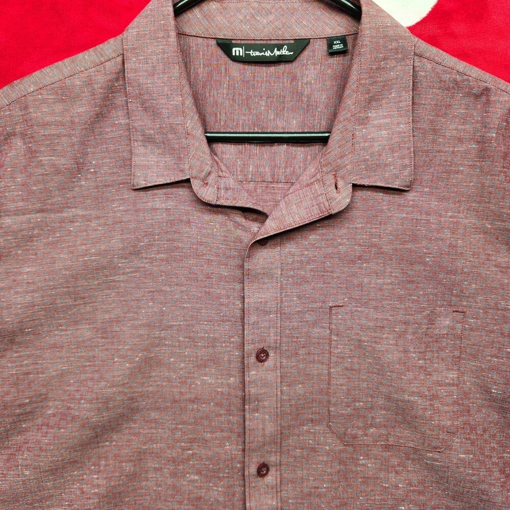 TravisMathew Mens XXL Button Front Shirt Short Sleeve Performance Stretch...